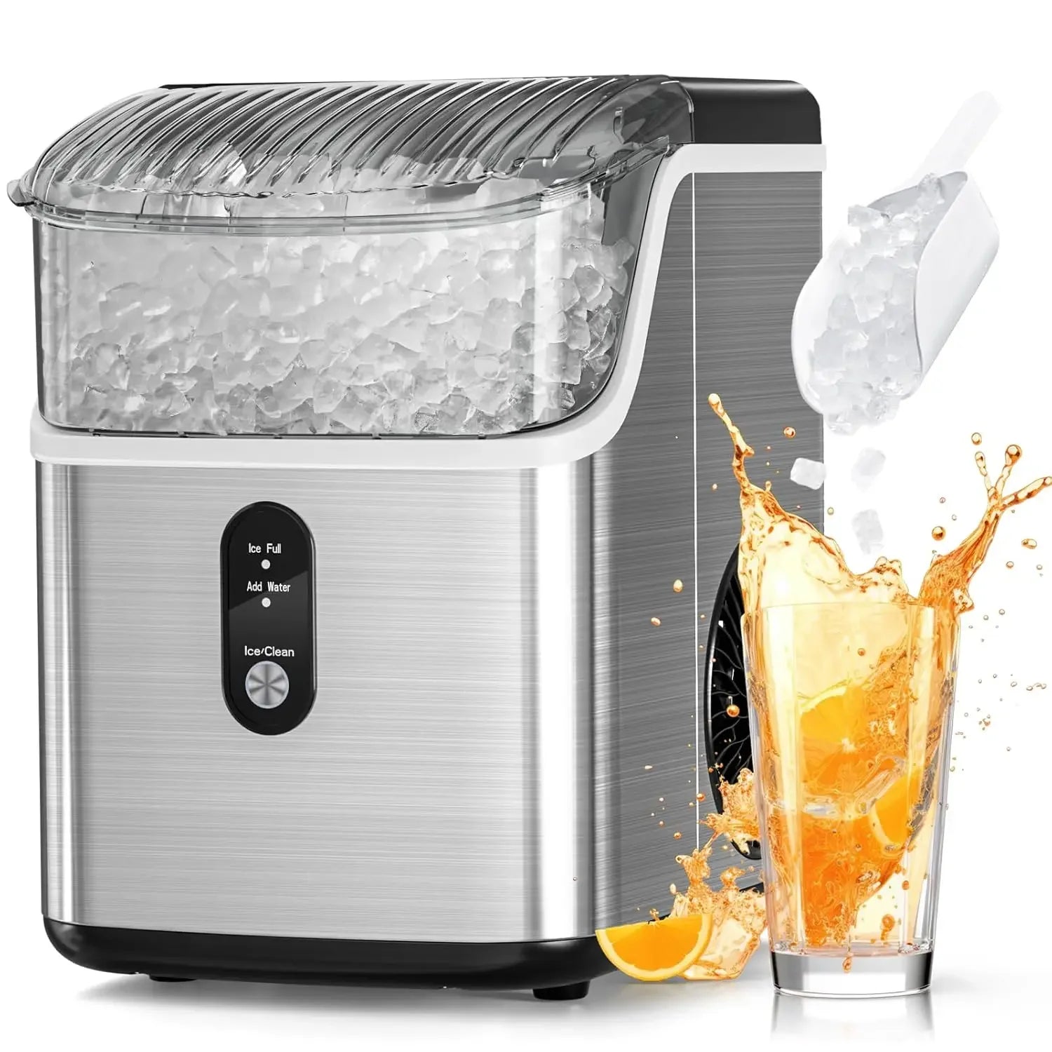 Pebble Ice Machine: Chewable Sonic Ice, 34Lbs/Day, Easy Clean